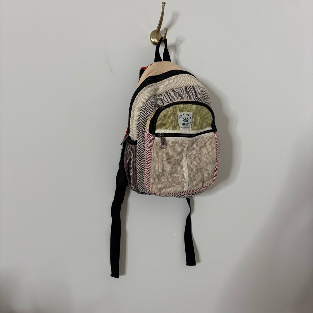 Vintage Himalayan Hemp Boho Nepalese Rucksack Mini Backpack Hippie